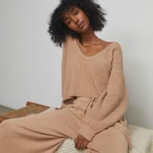 Lunya Cozy Cotton Silk Reversible Pullover NWT